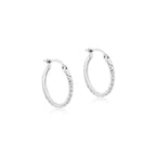 18ct White Gold Luxury Diamond Cut 18mm Hoops image 2