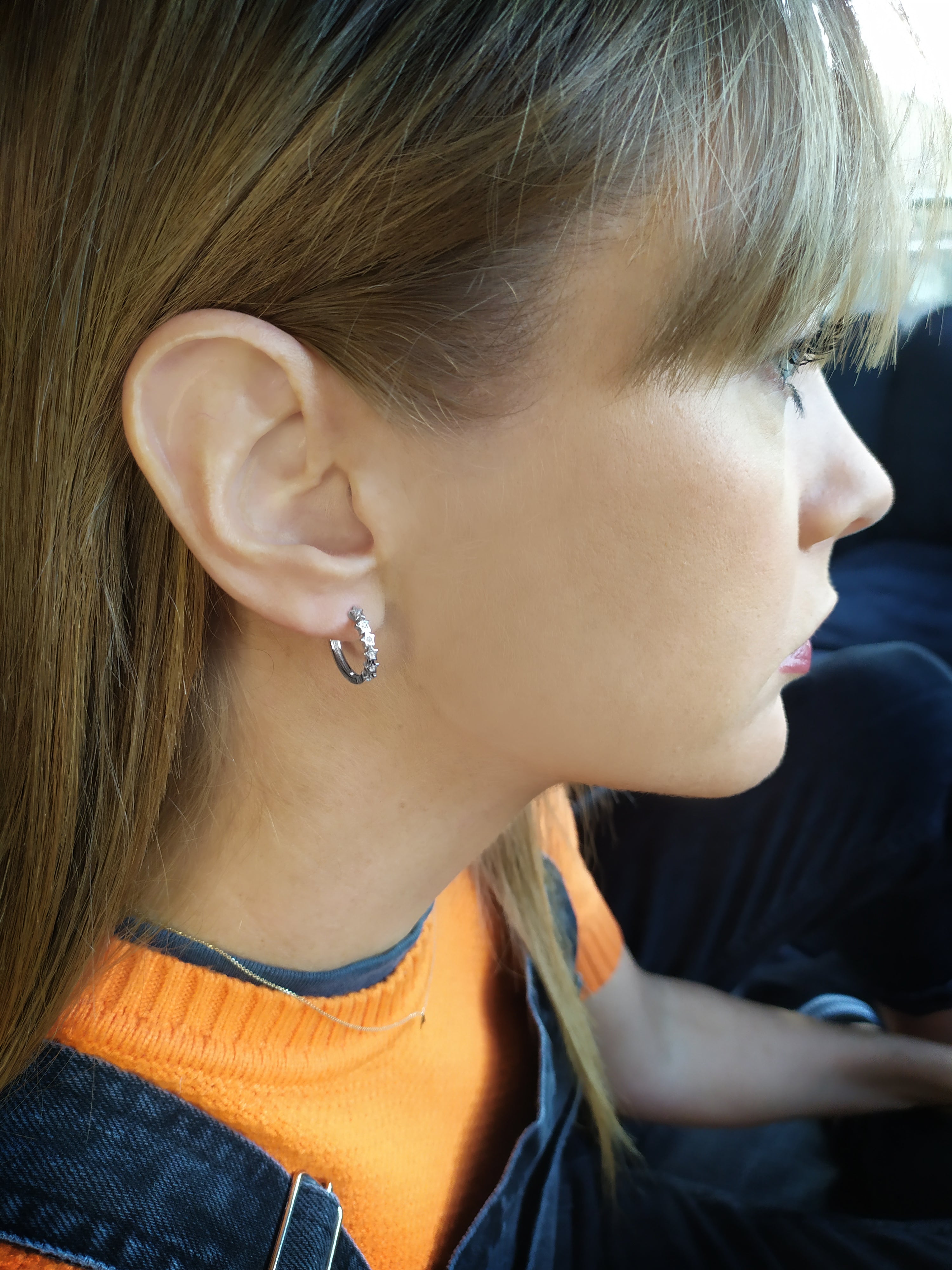 Sterling Silver Stars Huggie Hoop Earrings image 3