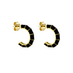 Yellow Gold Vermeil Black Enamel Hoops image 0