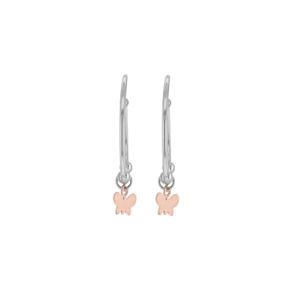 Sterling Silver Butterfly Drop Hoop Earrings image 1