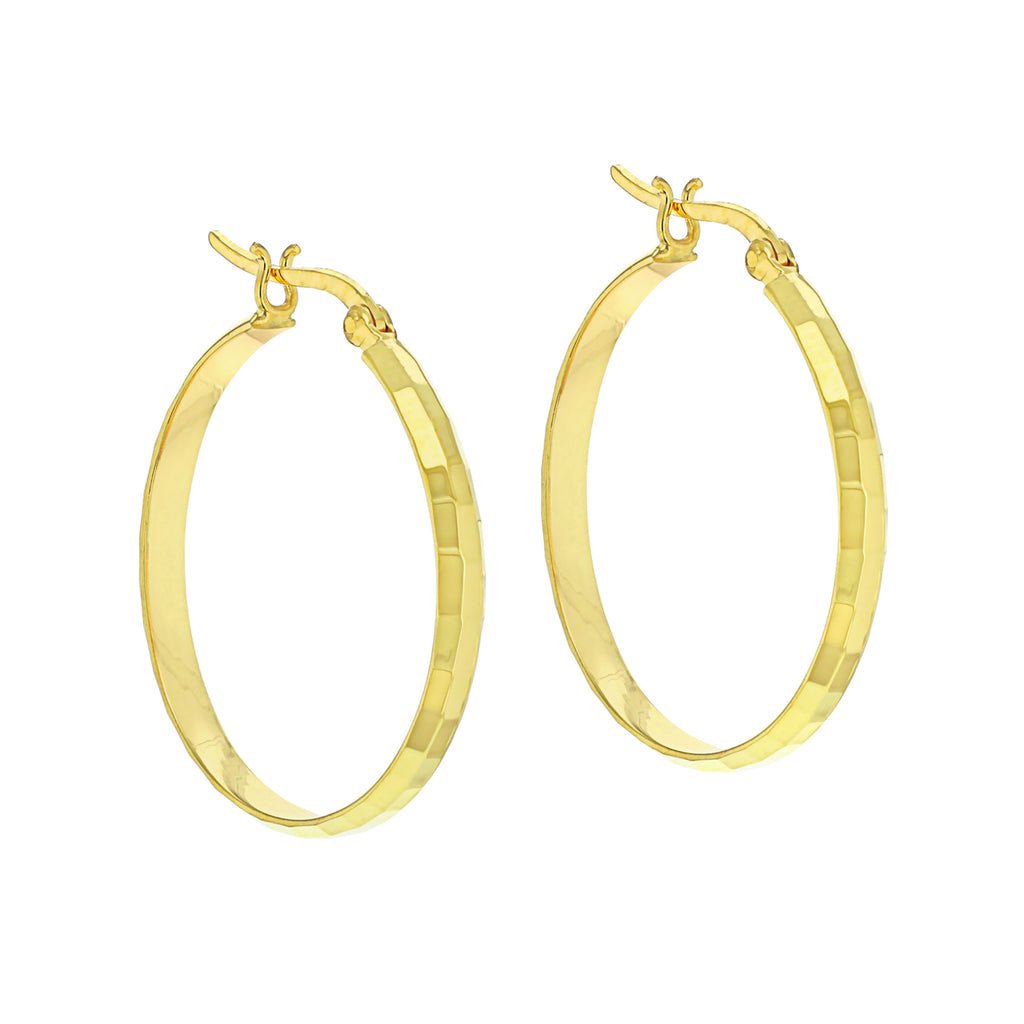 Yellow Gold Vermeil Diamond Cut 30mm Hoop Earrings image 0