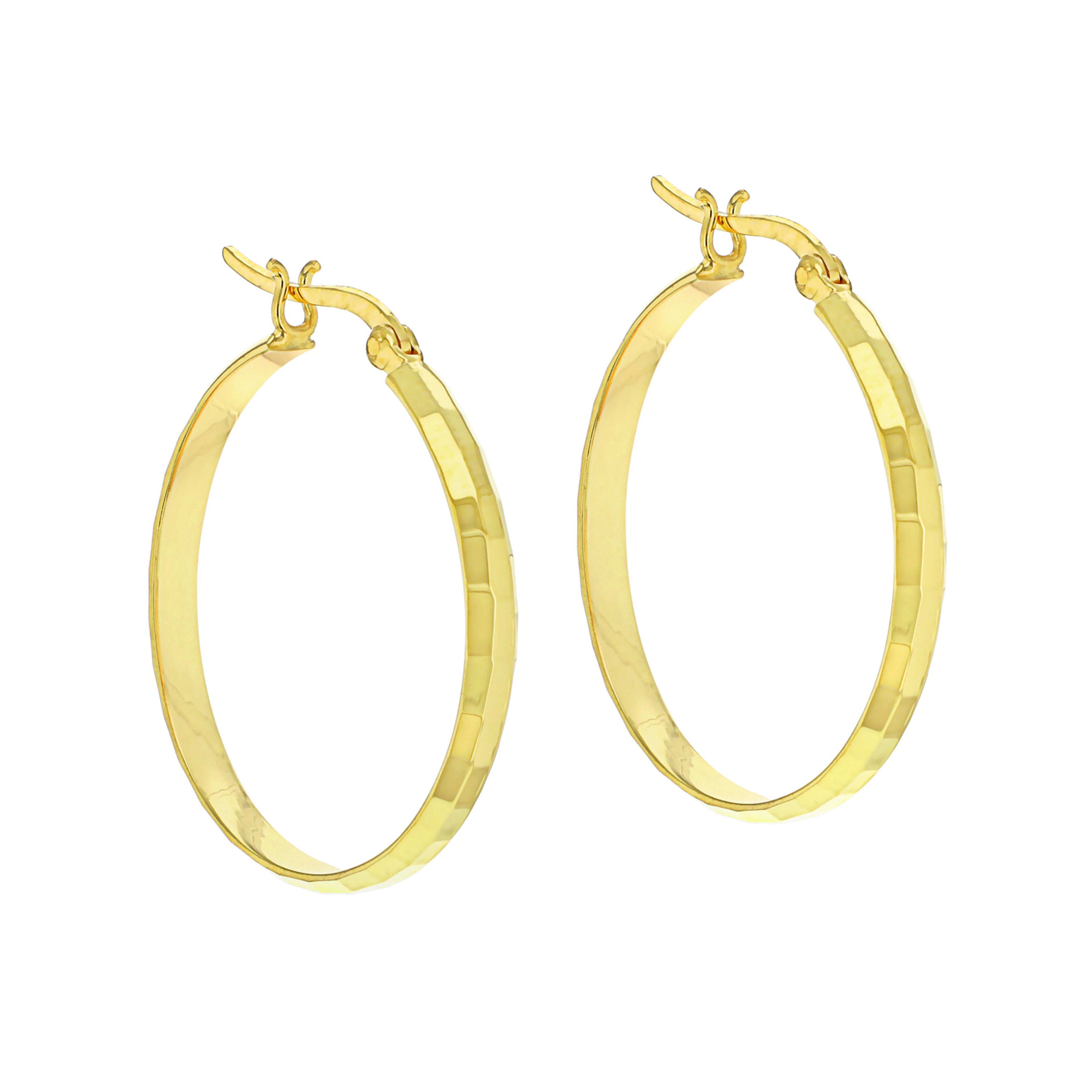 Yellow Gold Vermeil Diamond Cut 30mm Hoop Earrings image 0