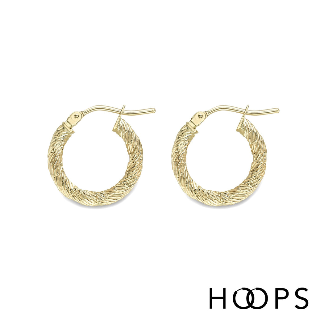 9ct Yellow Gold 16mm Design Hoop Earrings image 0