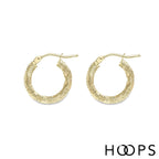 9ct Yellow Gold 16mm Design Hoop Earrings image 0