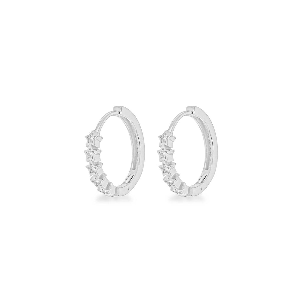 Sterling Silver Stars Huggie Hoop Earrings image 0