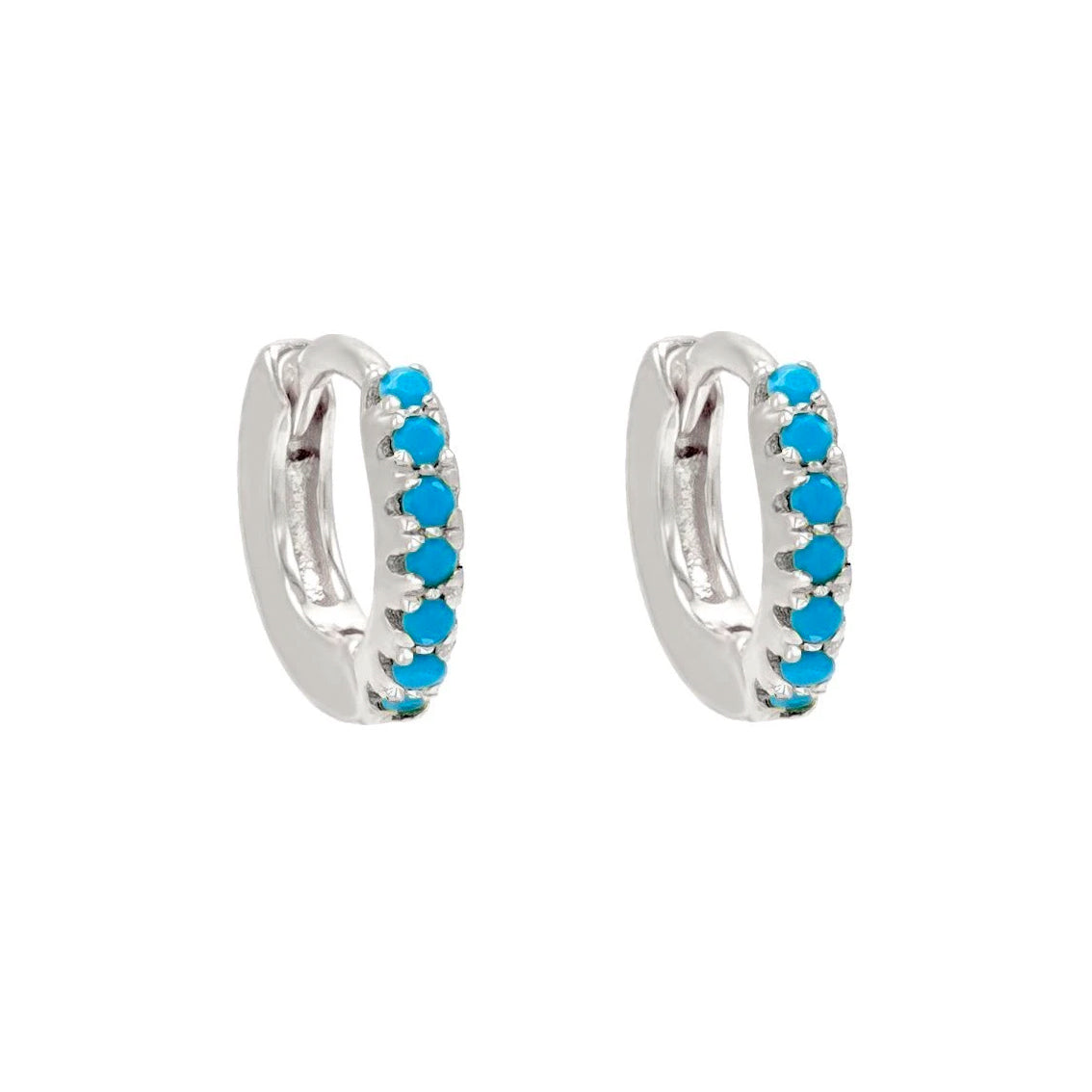 Sterling Silver Mini Turquoise Elva Huggies image 3