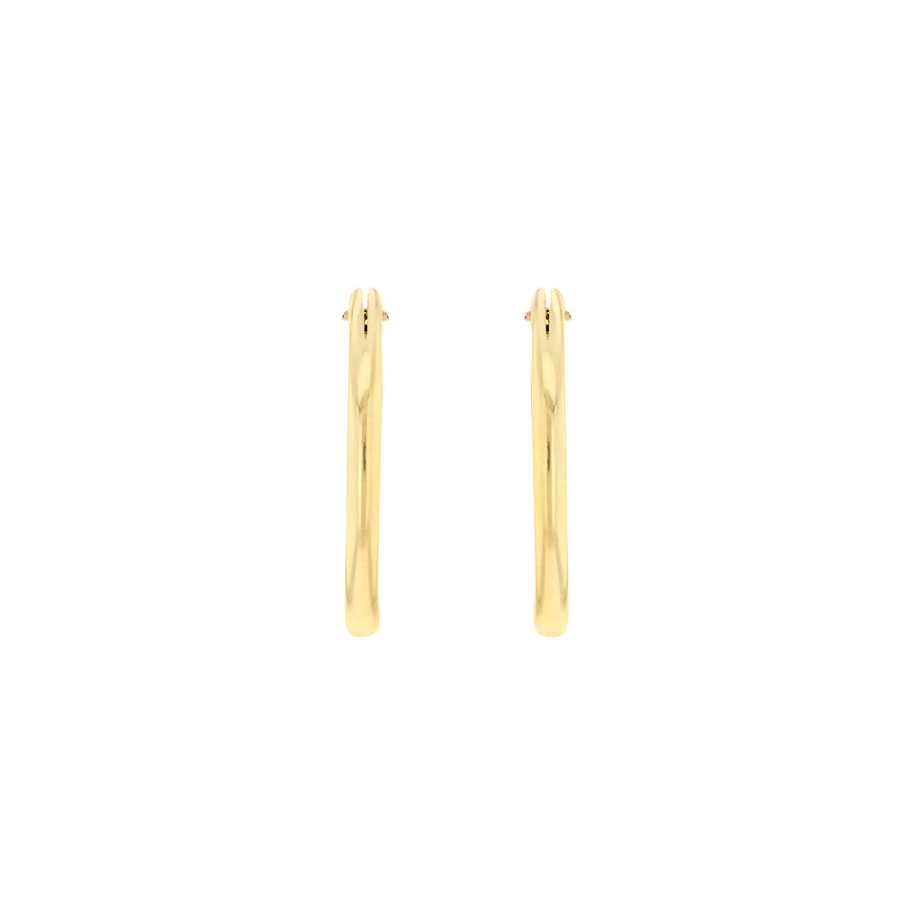 9ct Yellow Gold 15mm Plain Sleeper Hoop Earrings image 1