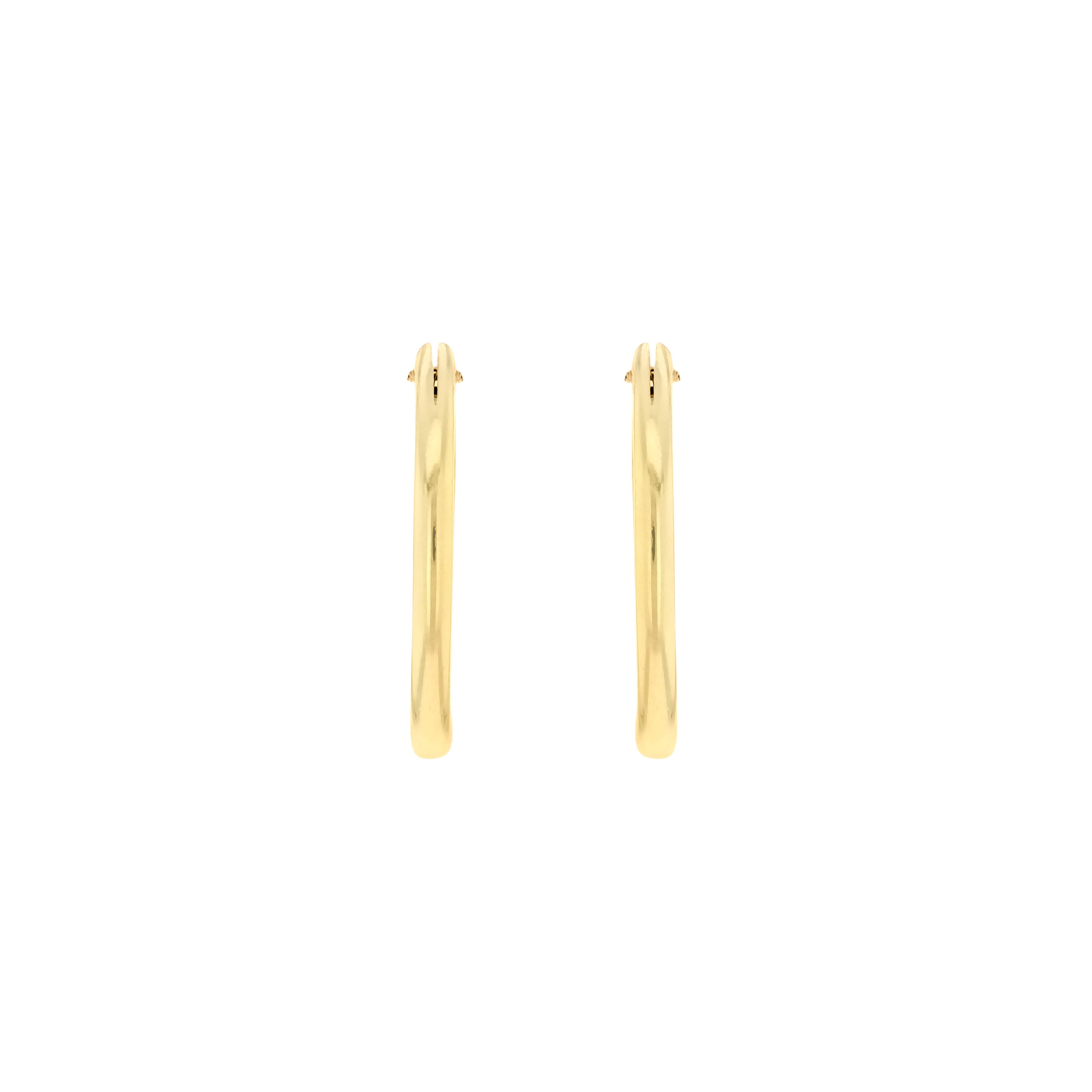9ct Yellow Gold 15mm Plain Sleeper Hoop Earrings image 1