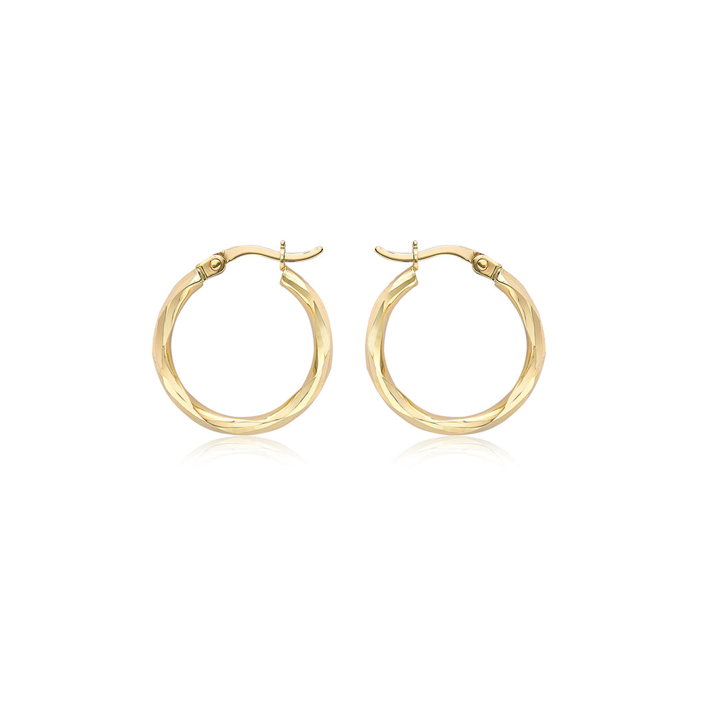 9ct Yellow Gold Faceted 18.5mm Hoop Earrings image 0