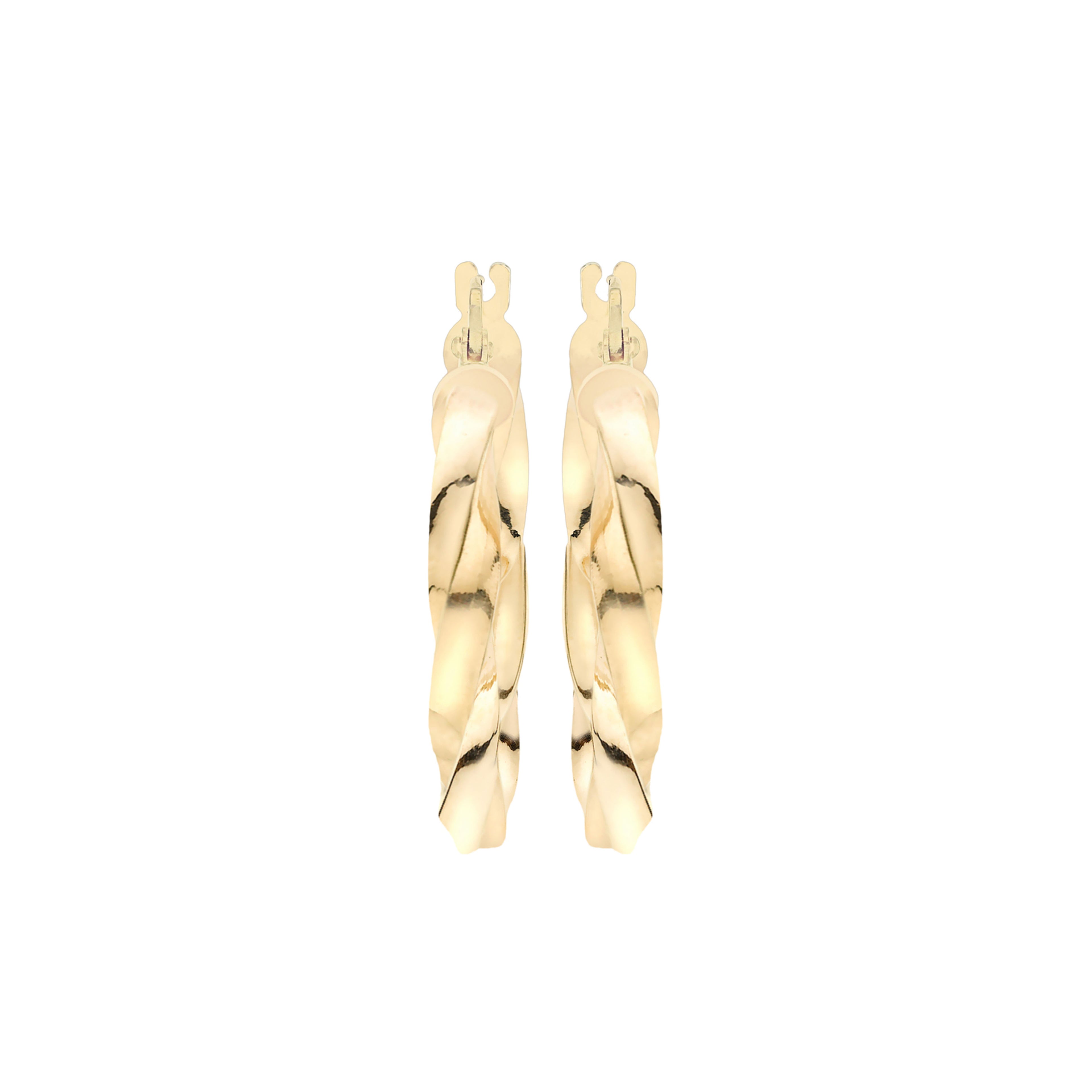 9ct Yellow Gold 23mm Twist Square Creole Earrings image 2