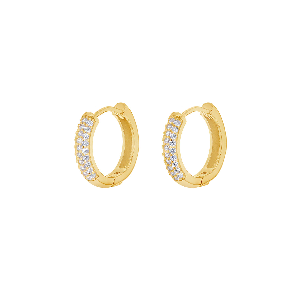 Gold Vermeil 13mm Stone Set Huggies Hoops image 0