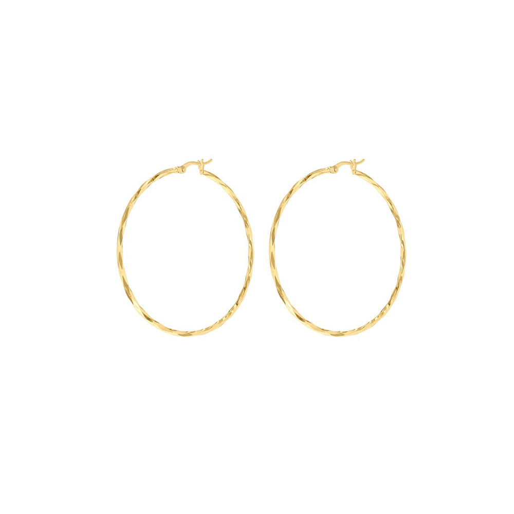 9ct Yellow Gold 48mm Diamond Cut Hoop Earrings image 2