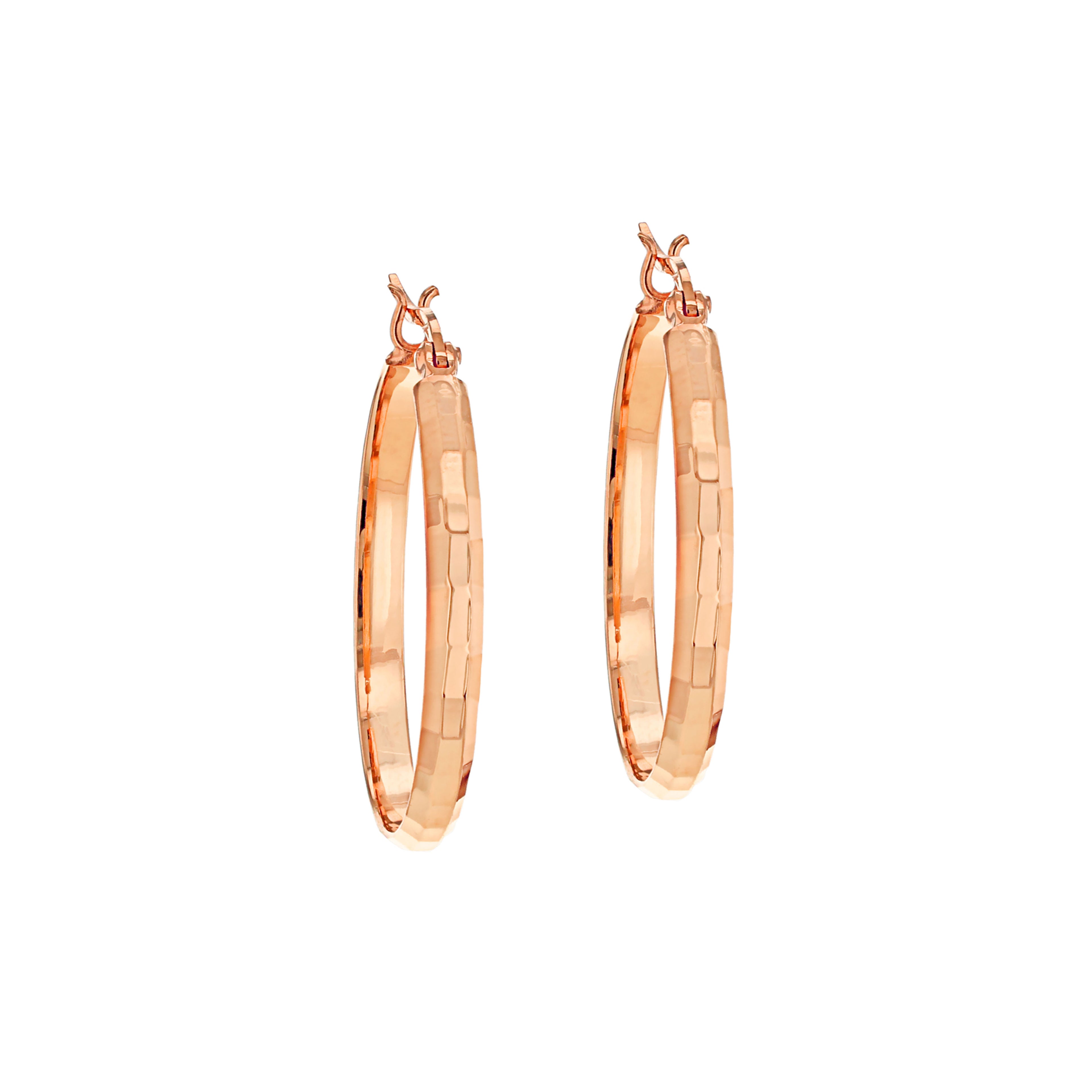 Rose Gold Vermeil Diamond Cut 30mm Hoop Earrings image 2