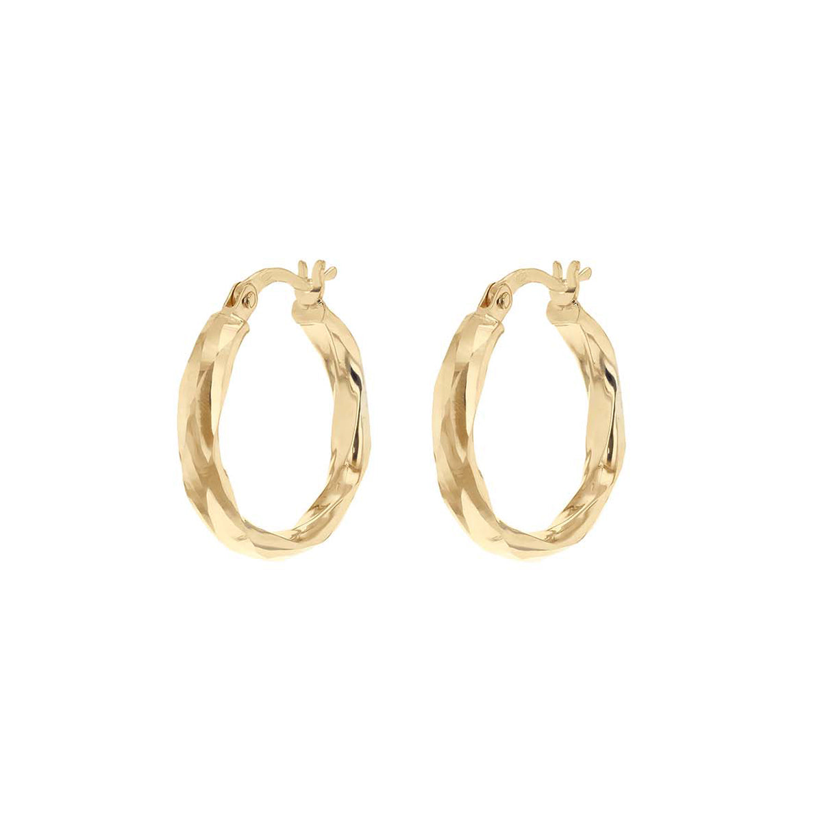 9ct Yellow Gold Faceted 18.5mm Hoop Earrings image 1