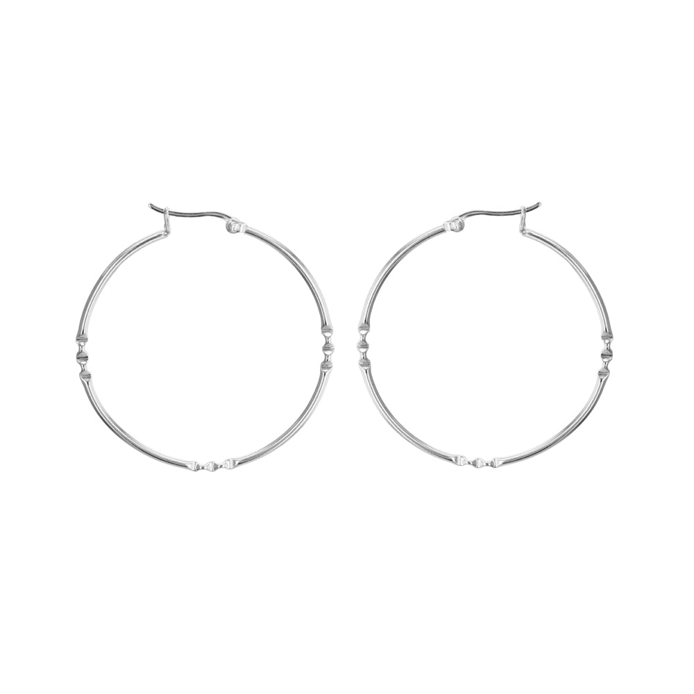 Sterling Silver 40mm Patterned Hoop Earrings image 0