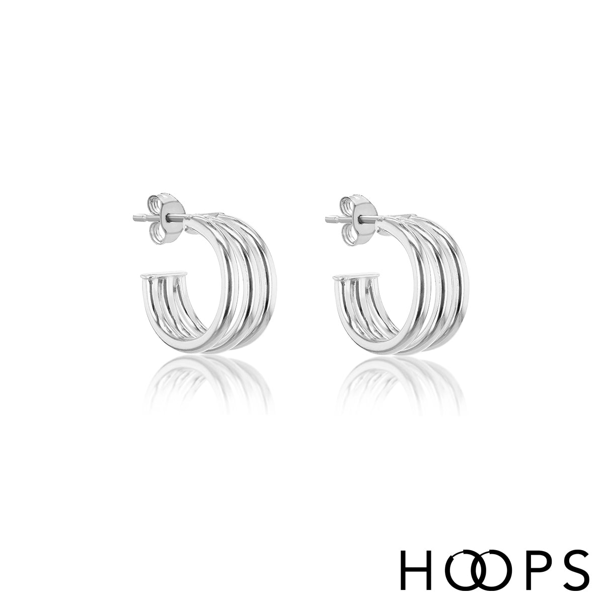 Sterling Silver Triple Row Hoops image 0