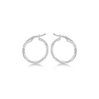 Silver 17.5mm Patterned Creole Hoop Earrings image 1
