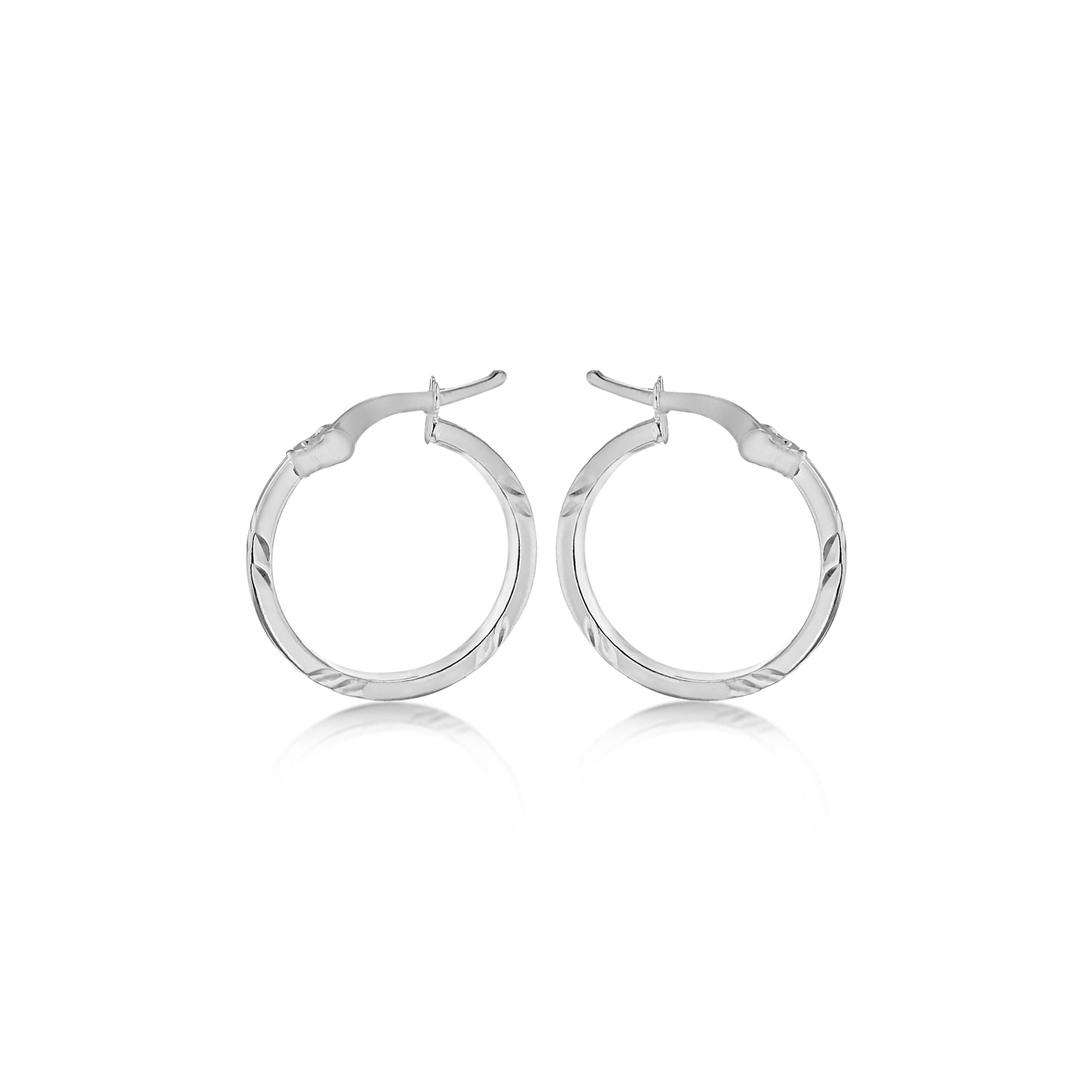 Silver 17.5mm Patterned Creole Hoop Earrings image 1