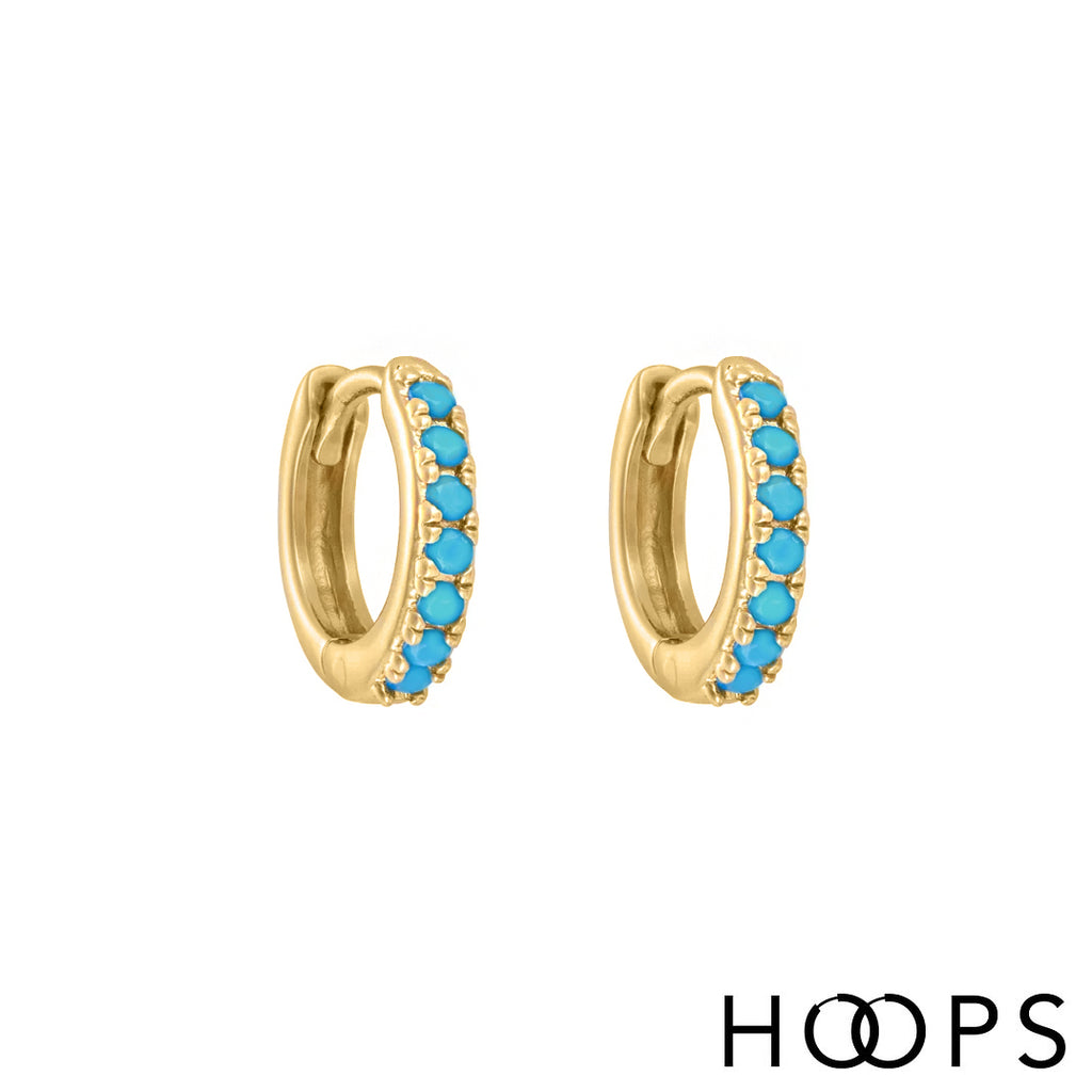 Gold Vermeil Mini Turquoise Elva Huggies image 0