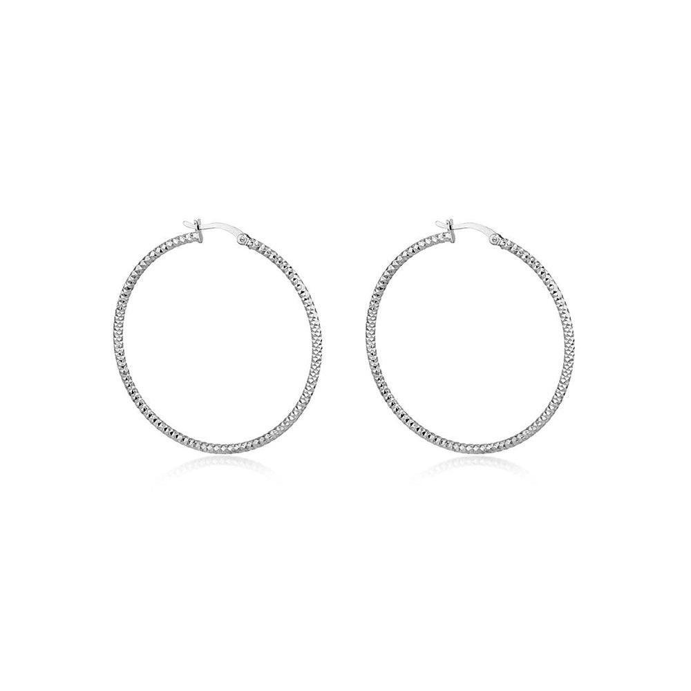 Sterling Silver 45mm Forever Bead Hoop Earrings image 0