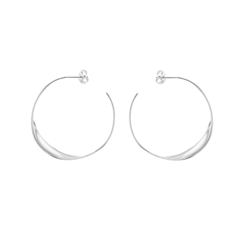 Sterling Silver 37mm Flat & Twist Hoop Earrings image 0