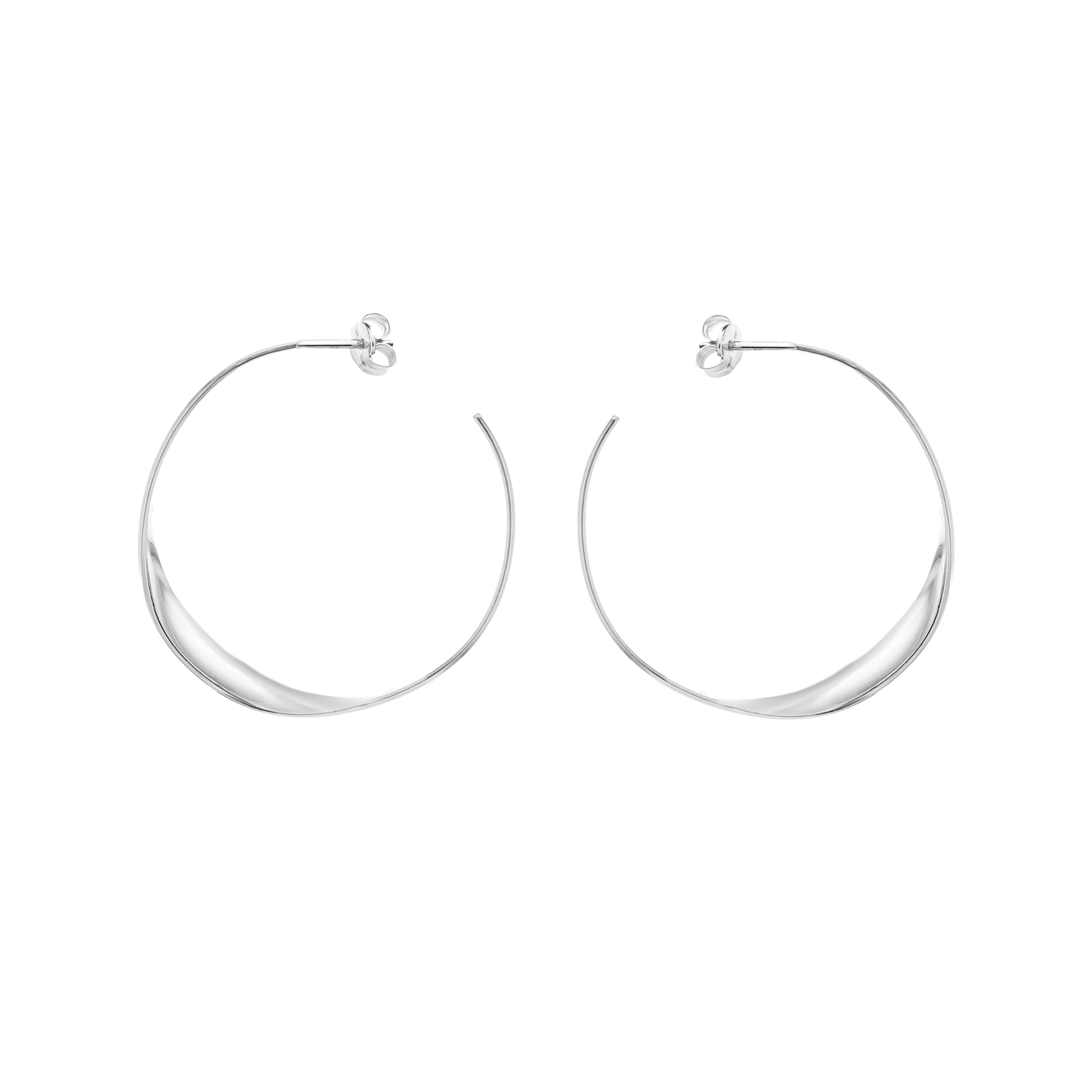 Sterling Silver 37mm Flat & Twist Hoop Earrings image 0