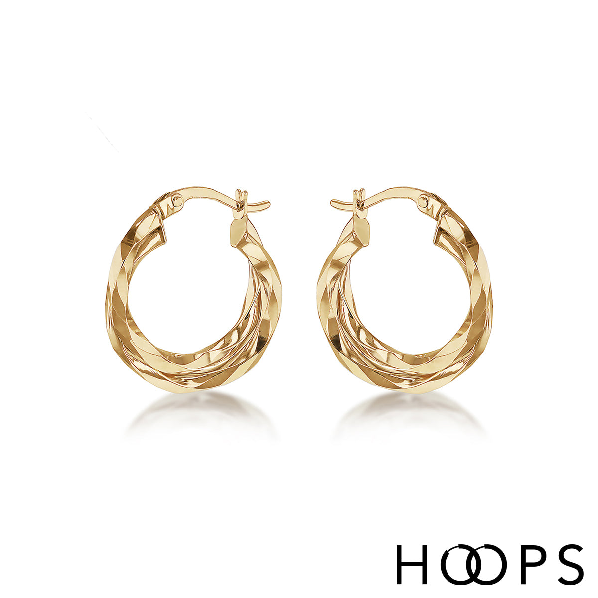 9ct Yellow Gold Double Twist Hoop Earrings image 0