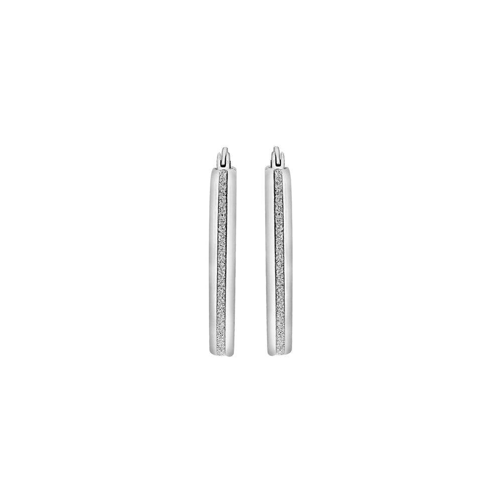 Sterling Silver Stardust Creole Oval Hoops image 4