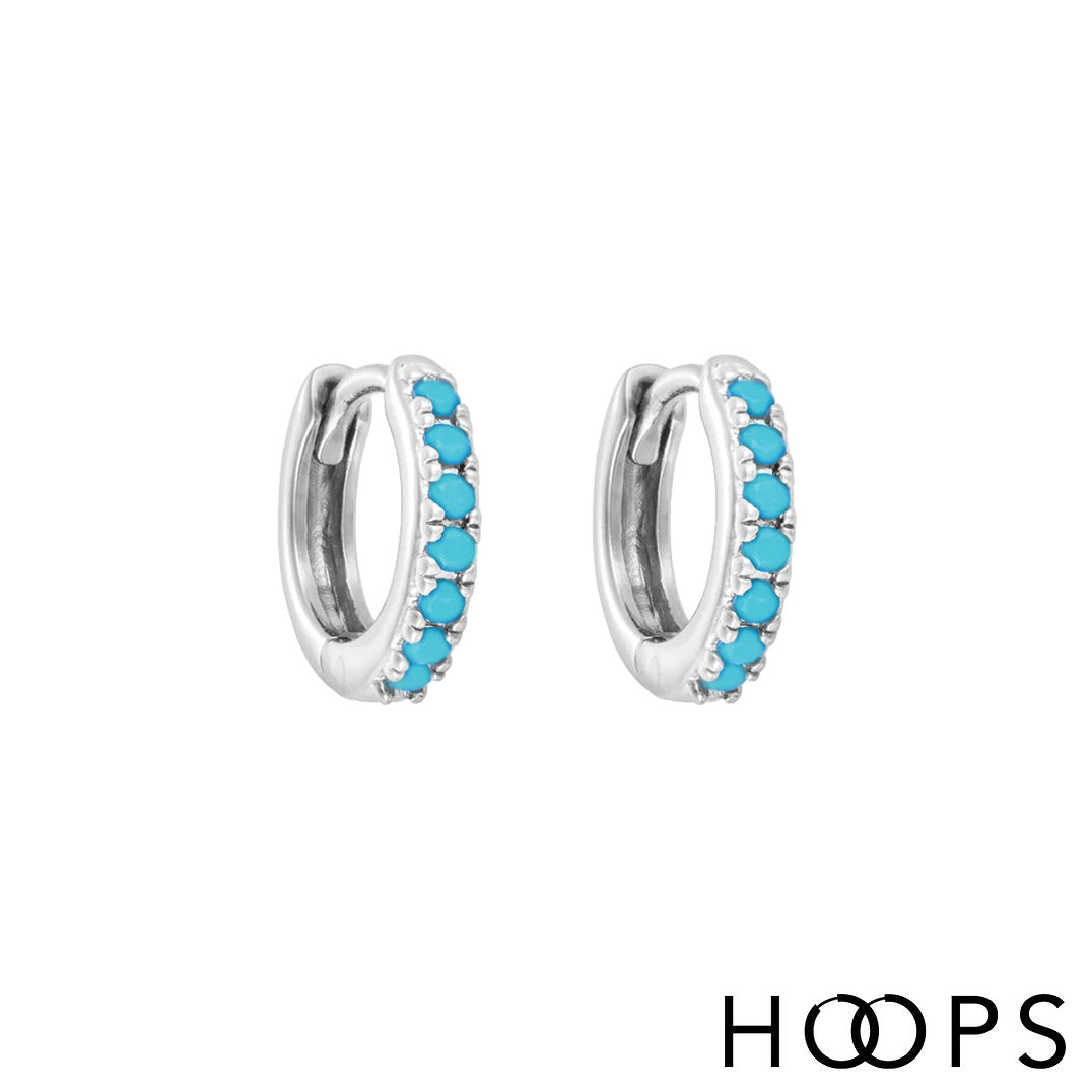 Sterling Silver Mini Turquoise Elva Huggies image 0