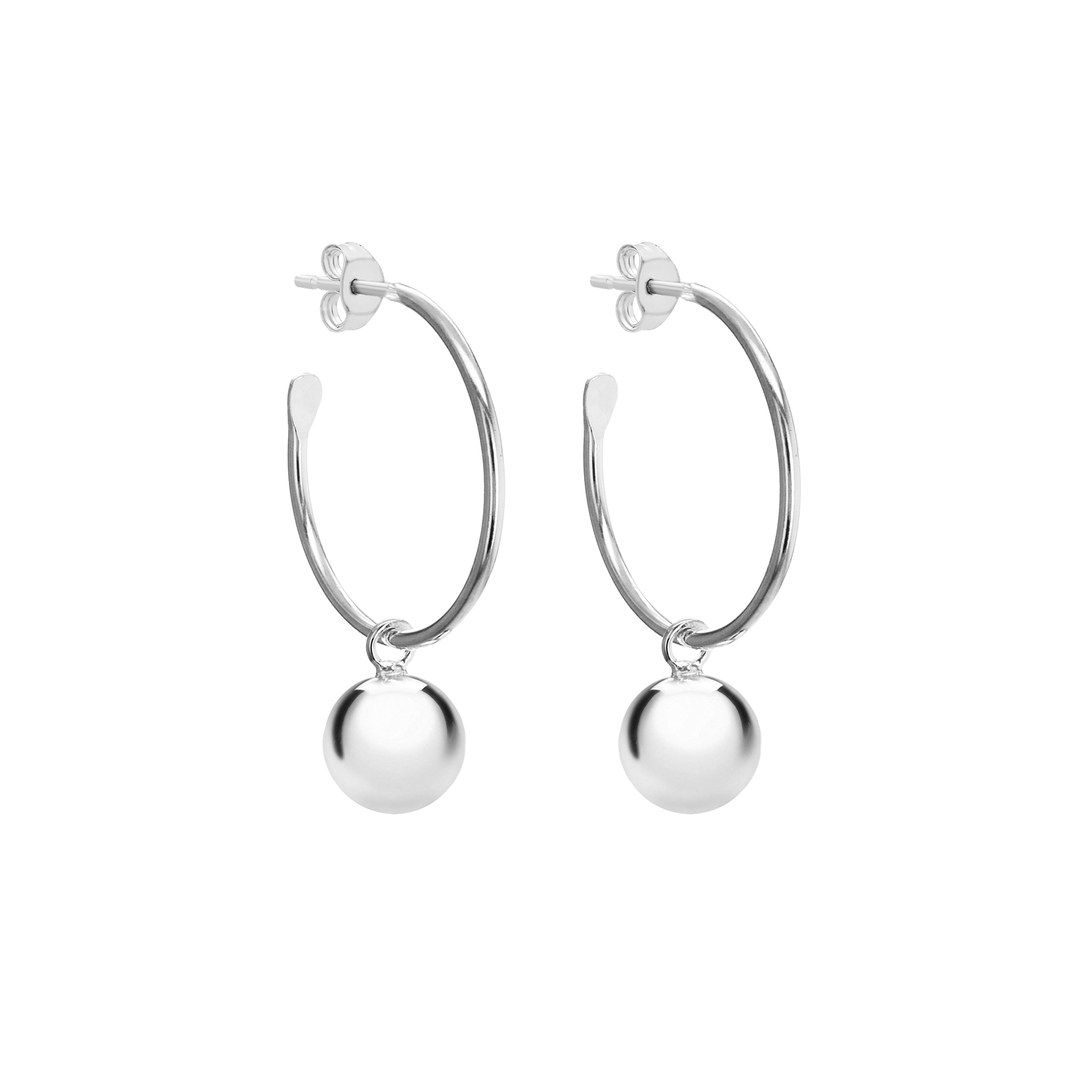 Sterling Silver 24mm Hoop and Ball Earrings image 0