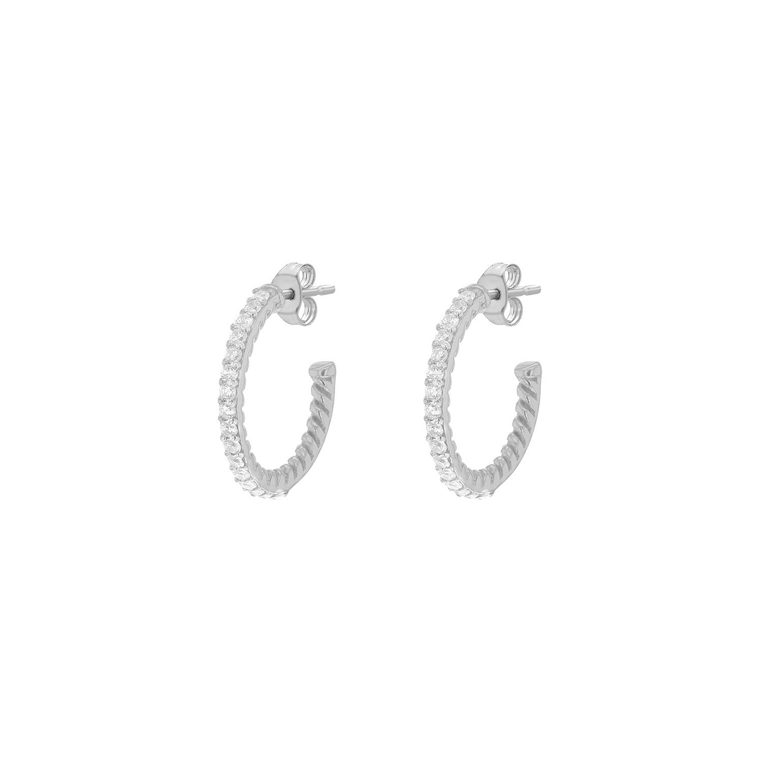 Sterling Silver Stone Set Cannes Half Hoops image 0