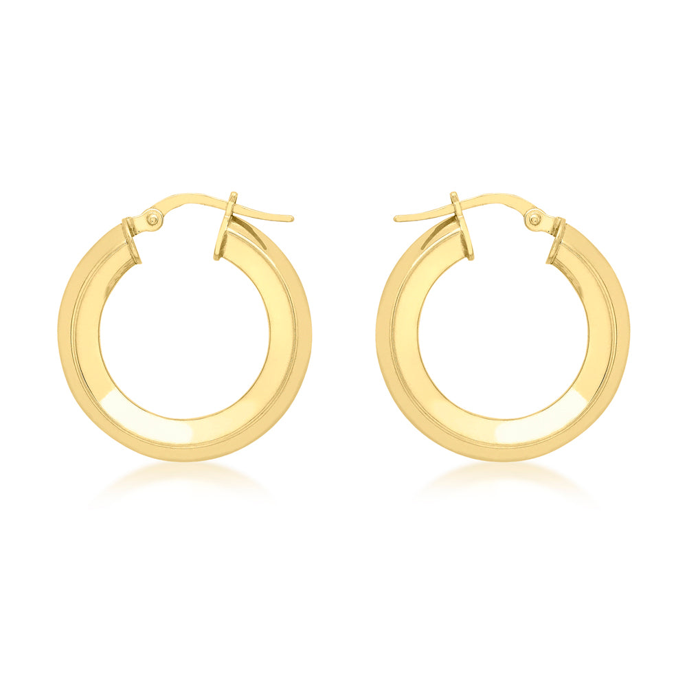 9ct Yellow Square Tube 17mm Hoop Earrings image 0