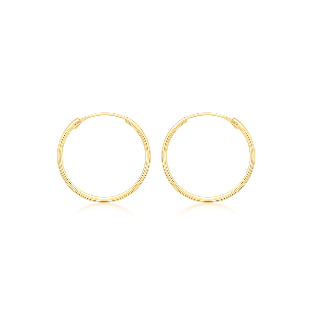 9ct Yellow Gold 18mm Plain Sleeper Hoop Earrings image 0