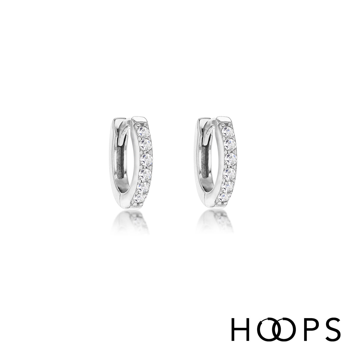 Sterling Silver Mini Pavé Stone Set Huggies image 0
