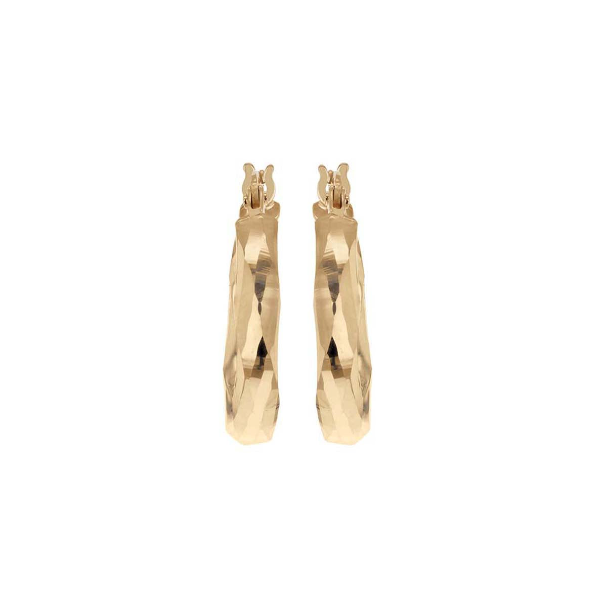 9ct Yellow Gold Faceted 18.5mm Hoop Earrings image 2