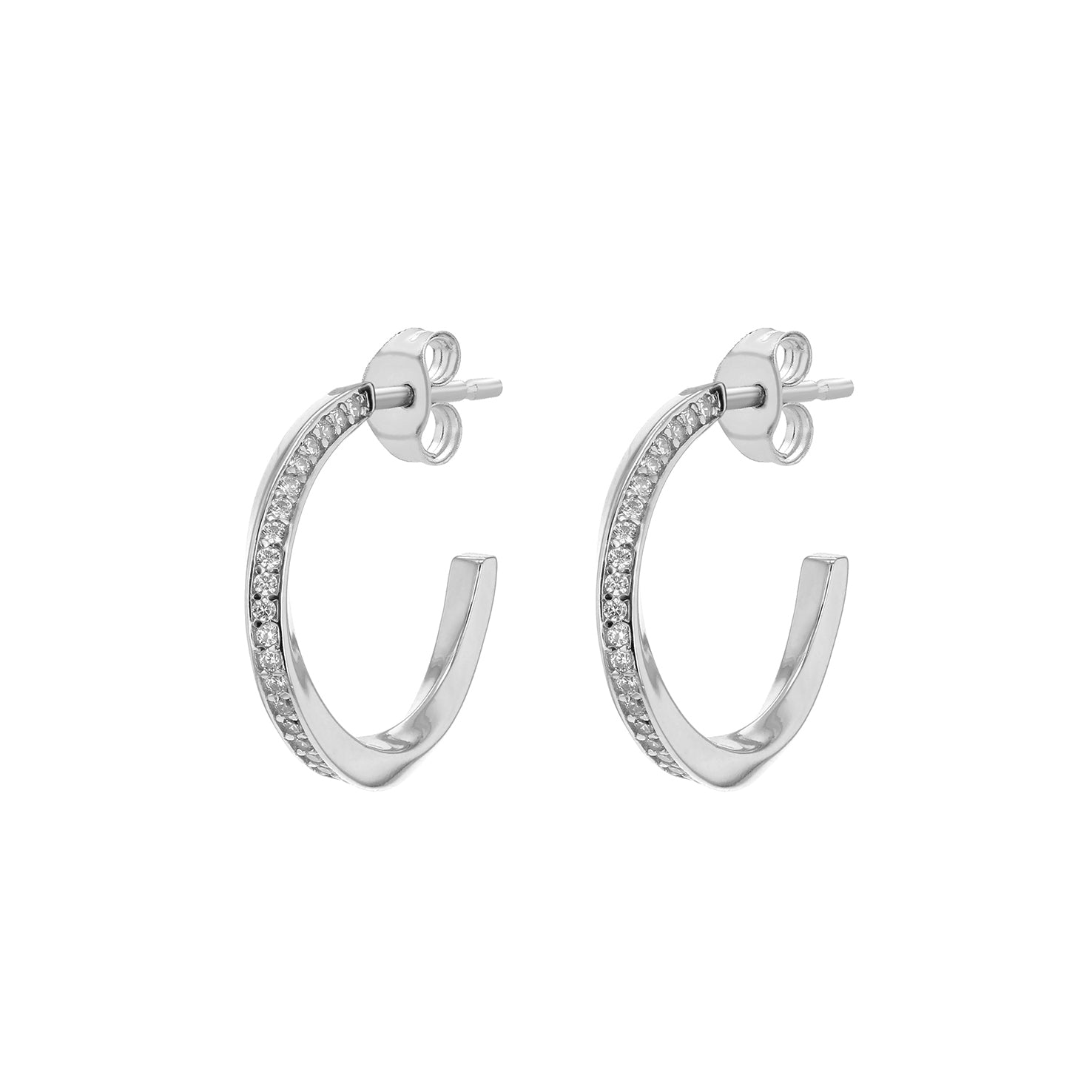 Sterling Silver Stone Set Twist Hoops image 0