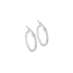 Silver 17.5mm Patterned Creole Hoop Earrings image 0