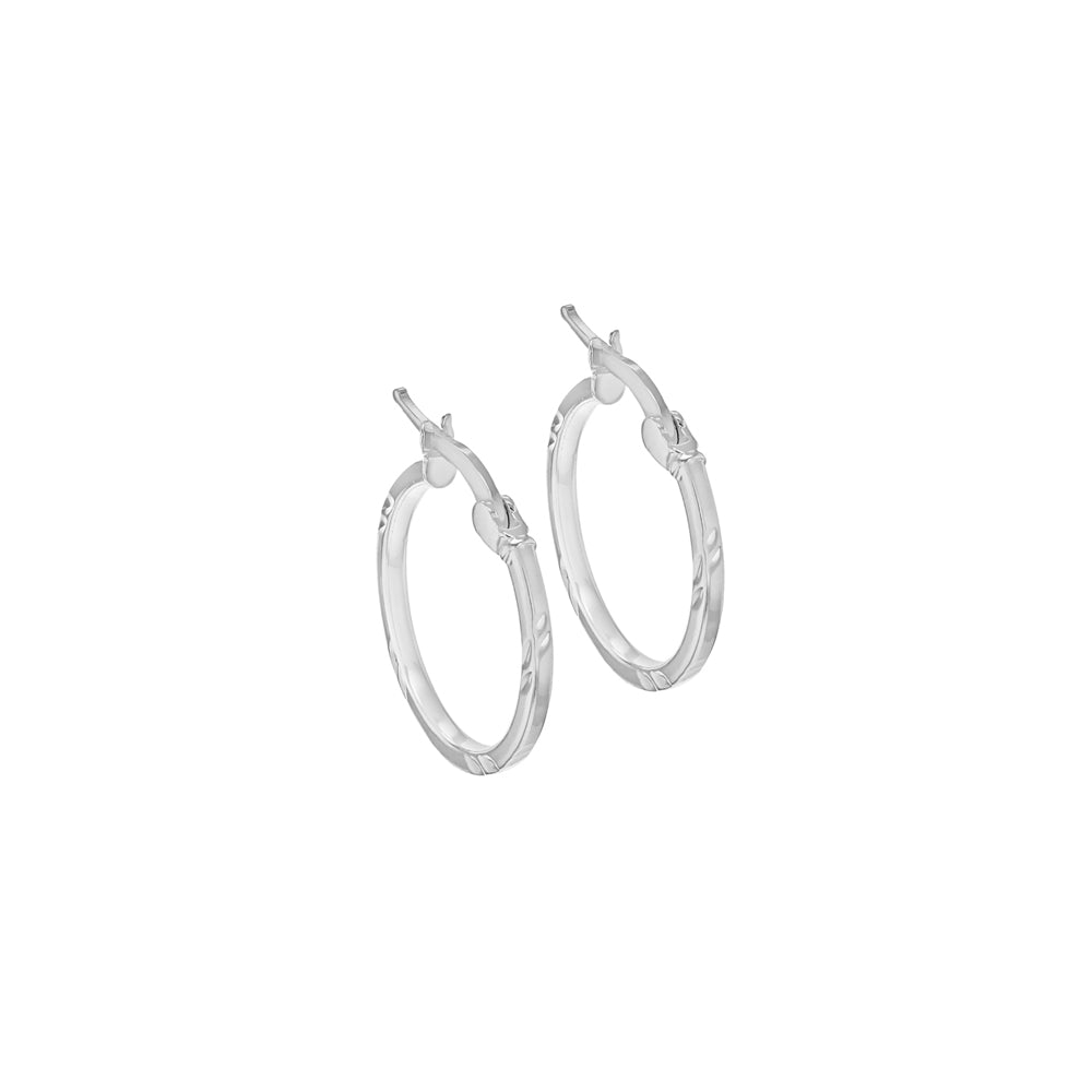 Silver 17.5mm Patterned Creole Hoop Earrings image 0