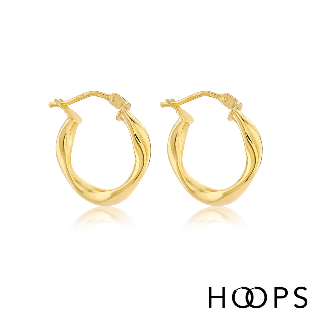 9ct Yellow Gold 16mm Twist Design Hoop Earrings image 0