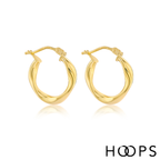 9ct Yellow Gold 16mm Twist Design Hoop Earrings image 0