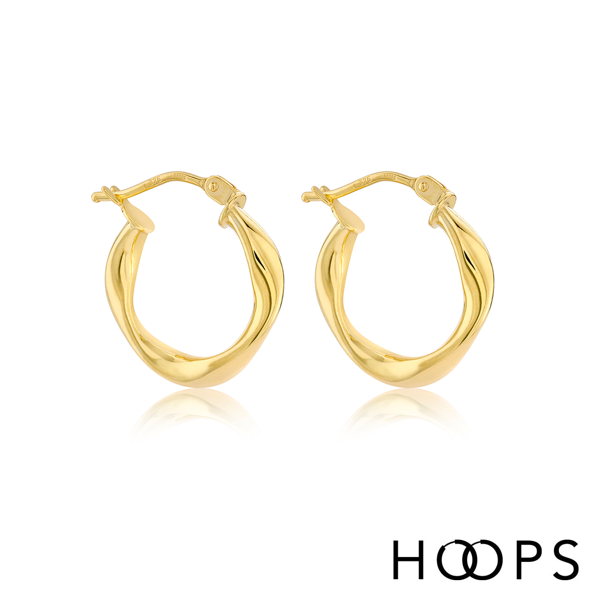 9ct Yellow Gold 16mm Twist Design Hoop Earrings image 0