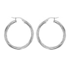 Silver 30mm Twist Classic Hoops image 0