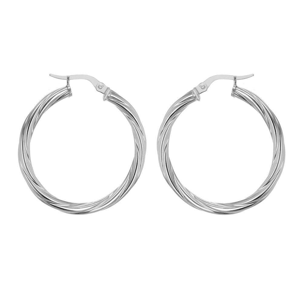 Silver 30mm Twist Classic Hoops image 0