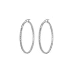 Sterling Silver 50mm Twist Cut Hoop Earrings image 1