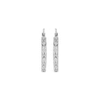 Silver Diamond Cut Satin Creole Hoops image 2