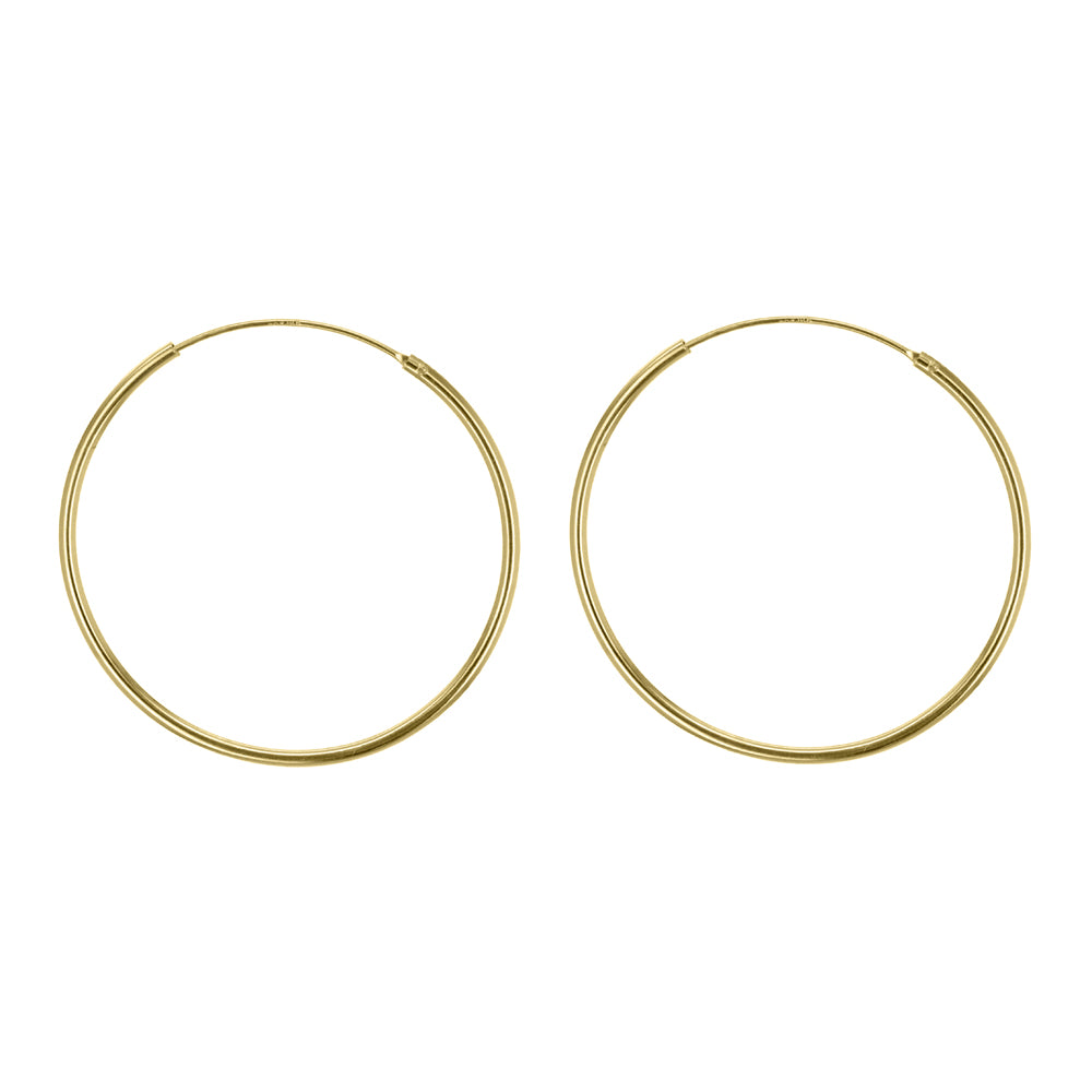 9ct Yellow Gold 40mm Plain Sleeper Hoop Earrings image 2