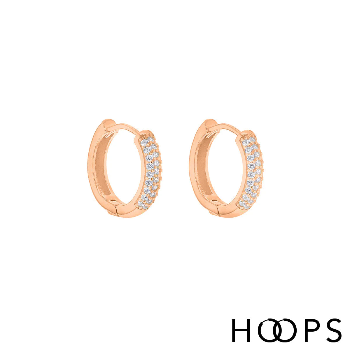 Rose Gold Vermeil 13mm Stone Set Huggies image 0