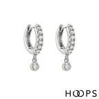 Sterling Silver Mini Stone Set Dini Drop Huggies image 0