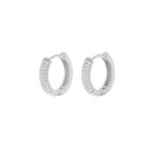 Silver 13mm Stone Set Huggies Hoops image 0