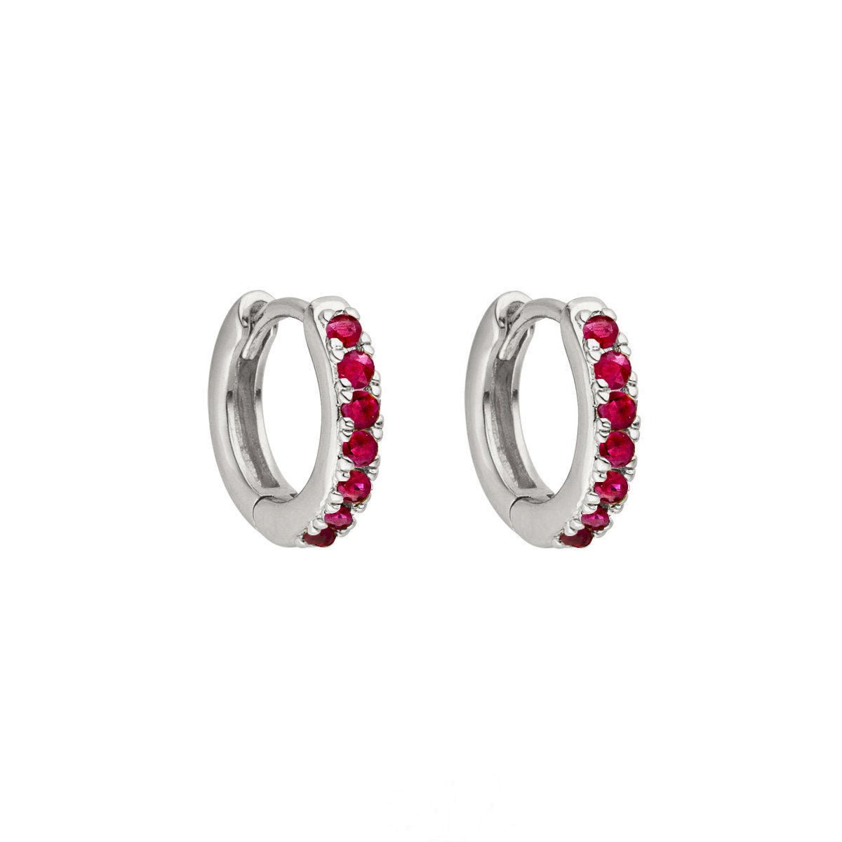 Sterling Silver Mini Ruby Huggies image 0